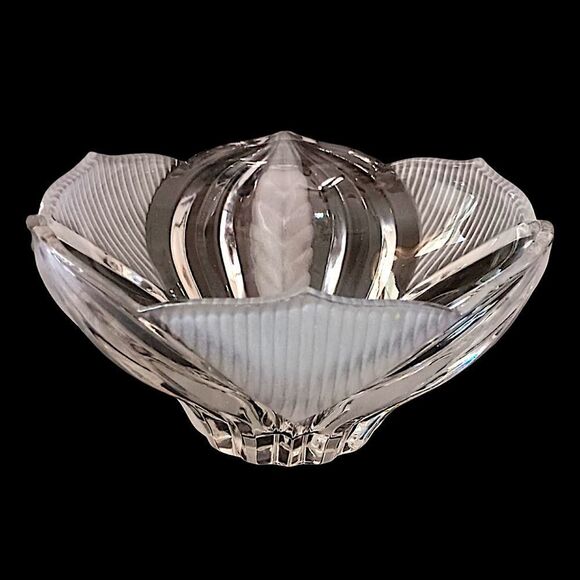 Imperlux Lead Crystal Bowl Dogwood Pattern Hand Cut Victorian Art Deco Style Vtg - Picture 9 of 16